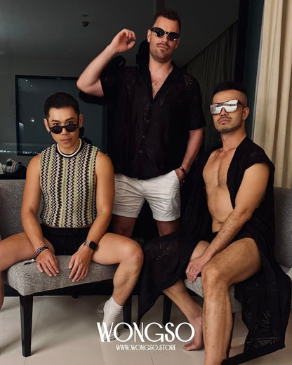 Models in the Green Knit crop top in a hotel room