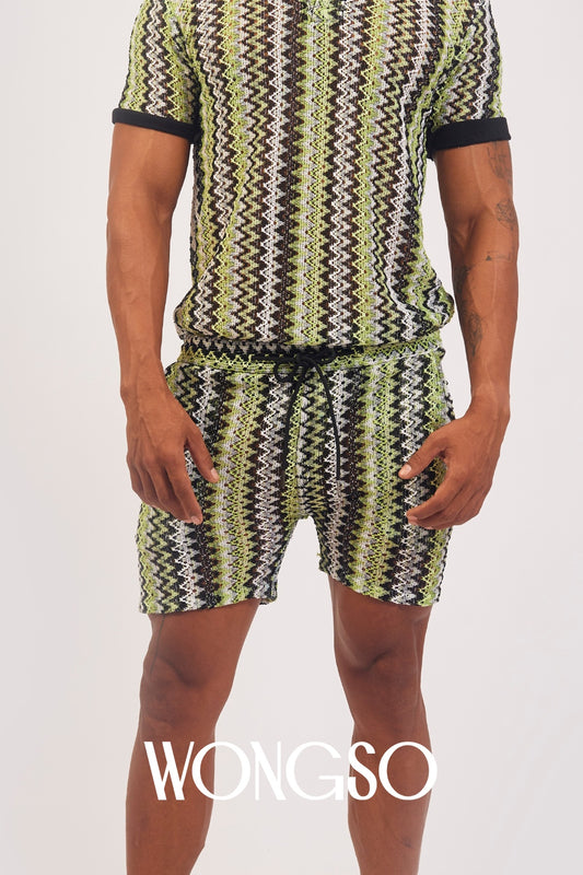 WONGSO Green Knit Shorts for men - Boheme collection front view